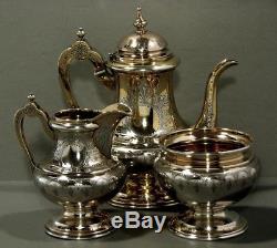 Ford & Tupper Sterling Tea Set c1870 HAND DECORATED PERSIAN