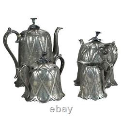 Four Piece Antique Silver Plated Tea Set C1890