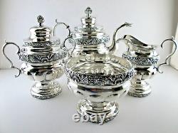 Four Piece Tea Set Coin Silver Pelletreau, Bennett & Cook NYC 1820s