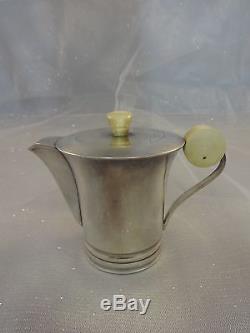 French. 950 Sterling Silver Art Deco Tea Set Coffee Sugar Creamer #0145