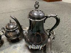 French Provincial Reed & Barton #7040 Silver Plate Tea Coffee Set with #359 Tray