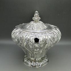 GEORGIAN SCOTTISH ORNATE SOLID STERLING SILVER 3PS TEA SET 1390g EDINBURGH 1834