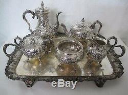 GORGEOUS 19TH CENT. SPECIAL ORDER KIRK AND SON sterling REPOUSSE 6 PIECE TEA SET