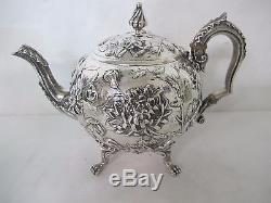 GORGEOUS 19TH CENT. SPECIAL ORDER KIRK AND SON sterling REPOUSSE 6 PIECE TEA SET