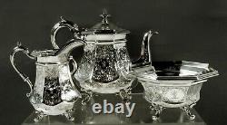 Gelston Ladd Co. Silver Tea Set c1840 CHINESE MANNER