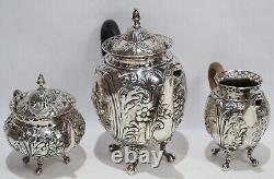 Georg Roth & Co. German 800 Silver Three Piece Tea Set Circa 1900