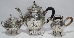 Georg Roth & Co. German 800 Silver Three Piece Tea Set Circa 1900