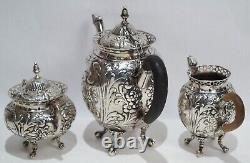 Georg Roth & Co. German 800 Silver Three Piece Tea Set Circa 1900