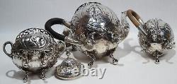 Georg Roth & Co. German 800 Silver Three Piece Tea Set Circa 1900