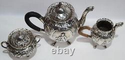 Georg Roth & Co. German 800 Silver Three Piece Tea Set Circa 1900