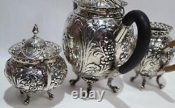 Georg Roth & Co. German 800 Silver Three Piece Tea Set Circa 1900