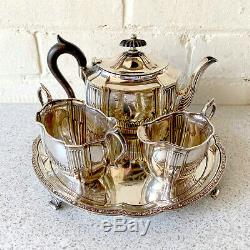 George Hape Sterling Silver Sheffield 1903 Tea Set Frank Cobb & Co EPNS Tray