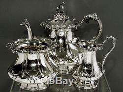 German Silver Tea Set c1880 KARL BECKER GRAPE & LEAF 46 OZ