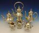 German Sterling Silver Tea Set 6pc Handmade Withapplied Flowers (#0435)