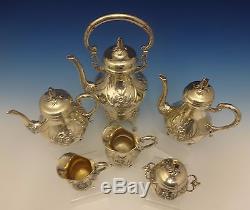 German Sterling Silver Tea Set 6pc Handmade withApplied Flowers (#0435)