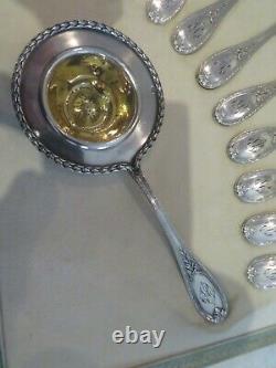 Gorgeous 1900 french sterling silver boxed tea set (14p) Louis XVI st laurels