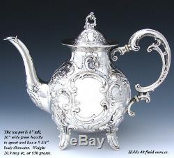 Gorgeous Antique Continental Silver 4pc Coffee & Tea Set, Ornate Louis XV Style