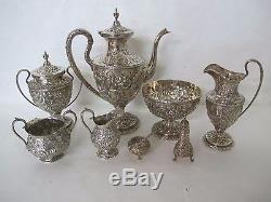 Gorgeous C. 1900 S. Kirk And Son Repousse 10 Piece Sterling Tea/coffee Set