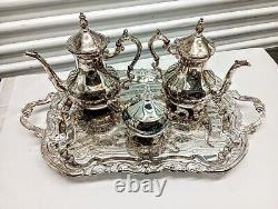 Gorgeous Vintage silver plate 2 teapots and Sugar Bowl set with tray