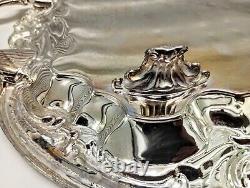 Gorgeous Vintage silver plate 2 teapots and Sugar Bowl set with tray