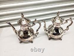 Gorgeous Vintage silver plate 2 teapots and Sugar Bowl set with tray