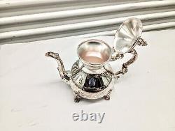 Gorgeous Vintage silver plate 2 teapots and Sugar Bowl set with tray