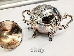 Gorgeous Vintage silver plate 2 teapots and Sugar Bowl set with tray