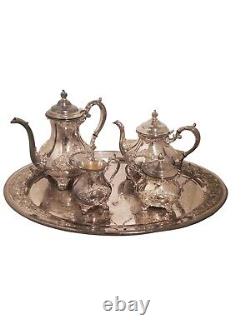 Gorham Buttercup Silver Plated 5pc Coffee Tea Set Excellent Creamer Sugar Tray