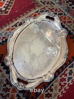 Gorham CHANTILLY Silver Large Silverplate HANDLED Waiter SERVING Tray Tea Set