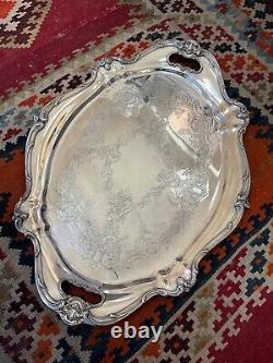 Gorham CHANTILLY Silver Large Silverplate HANDLED Waiter SERVING Tray Tea Set