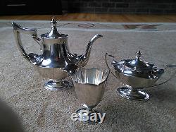 Gorham Plymouth Sterling Silver. 925 3-Piece Tea / Coffee Set Exceptional