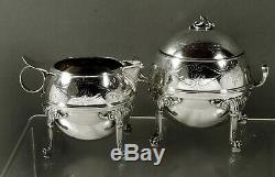 Gorham Silver Tea Set (2) c1865 Egyptian Revival