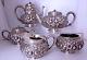 Gorham Sterling Silver Repousse Tea Coffee Set 5 Pc #1333 Mfg Date Mark 1890