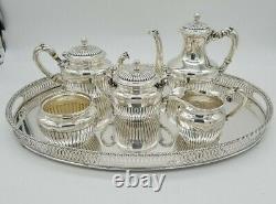 Gorham Sterling Silver Tea & Coffee Set With Silver Gallery Tray