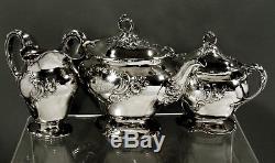 Gorham Sterling Silver Tea Set 1898 HAND DECORATED
