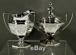 Gorham Sterling Silver Tea Set 1907 Hand Decorated
