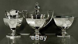 Gorham Sterling Silver Tea Set 1907 Hand Decorated
