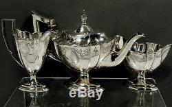Gorham Sterling Silver Tea Set 1909-1910 HAND DECORATED