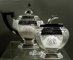 Gorham Sterling Silver Tea Set 1917 Hand Decorated