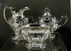 Gorham Sterling Silver Tea Set (4) 1899 Grand Chantilly
