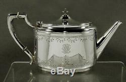 Gorham Sterling Tea Set 1868 HAND ENGRAVED