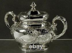 Gorham Sterling Tea Set 1902 HAND DECORATED
