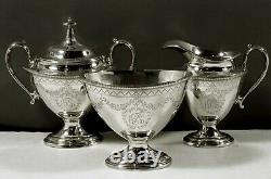 Gorham Sterling Tea Set 1908 HAND DECORATED
