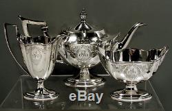Gorham Sterling Tea Set 1915 PLYMOUTH + HAND DECORATED