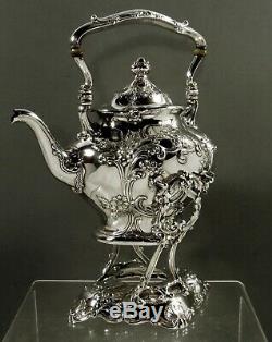 Gorham Sterling Tea Set Kettle & Stand 1912 Hand Decorated