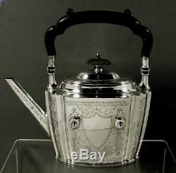 Gorham Sterling Tea Set Kettle & Stand 1912 Hand Decorated