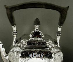 Gorham Sterling Tea Set Kettle & Stand 1917 Hand Decorated