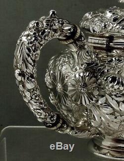 Gorham Sterling Tea Set c1890 Hand Decorated 63 Ounces