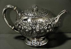 Gotham Sterling Silver Tea Set 1892 HAND DECORATED