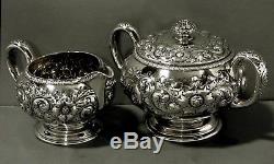 Gotham Sterling Silver Tea Set 1892 HAND DECORATED
